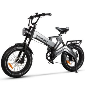 Export cross-border exclusive model of upright folding electric bicycle with power assistance for off-road and shock absorption, made of magnesium alloy.