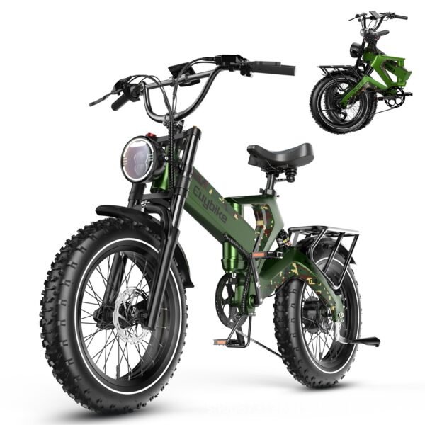 Export cross-border exclusive model of upright folding electric bicycle with power assistance for off-road and shock absorption, made of magnesium alloy. - Image 3
