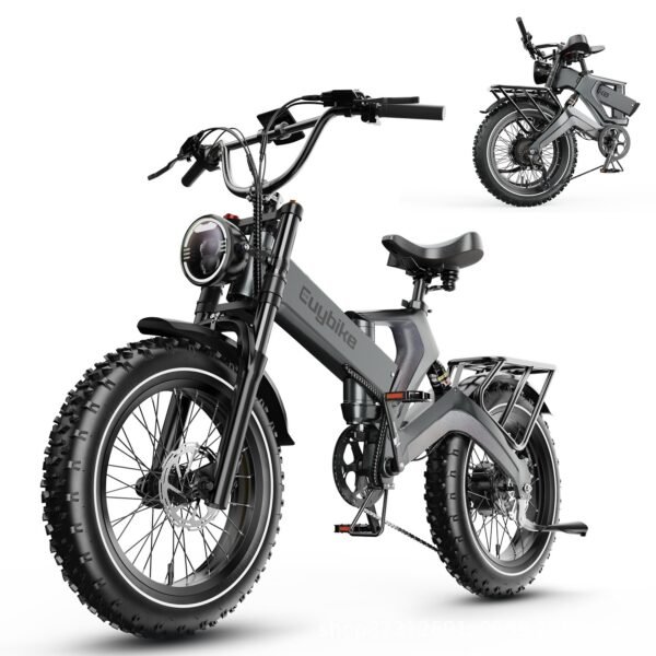 Export cross-border exclusive model of upright folding electric bicycle with power assistance for off-road and shock absorption, made of magnesium alloy. - Image 6